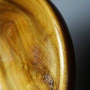 Teak or acacia wood bowl, vintage craftsmanship from the 70s-2000s