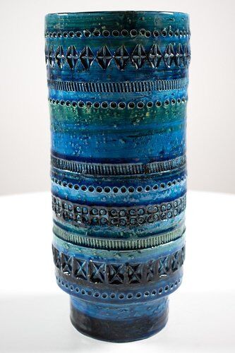Vase bleu italien par Bitossi