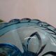 Candleholder Door blue molded glass signed