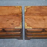 Vintage Military Campaign Brass Bedside Tables, Set of 2