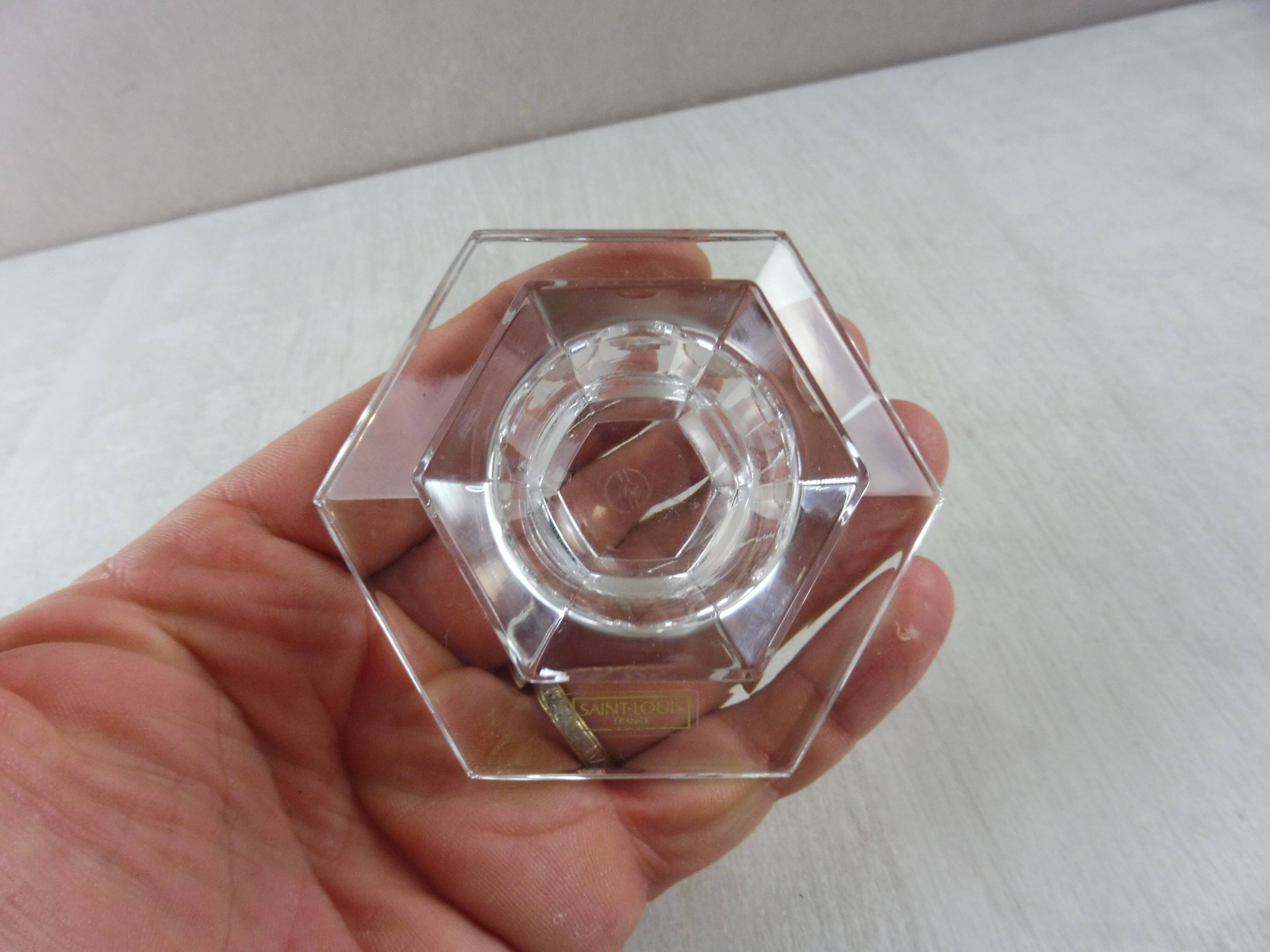 Ancient candlestick, hexagon shape Jardy, St. Louis crystal
