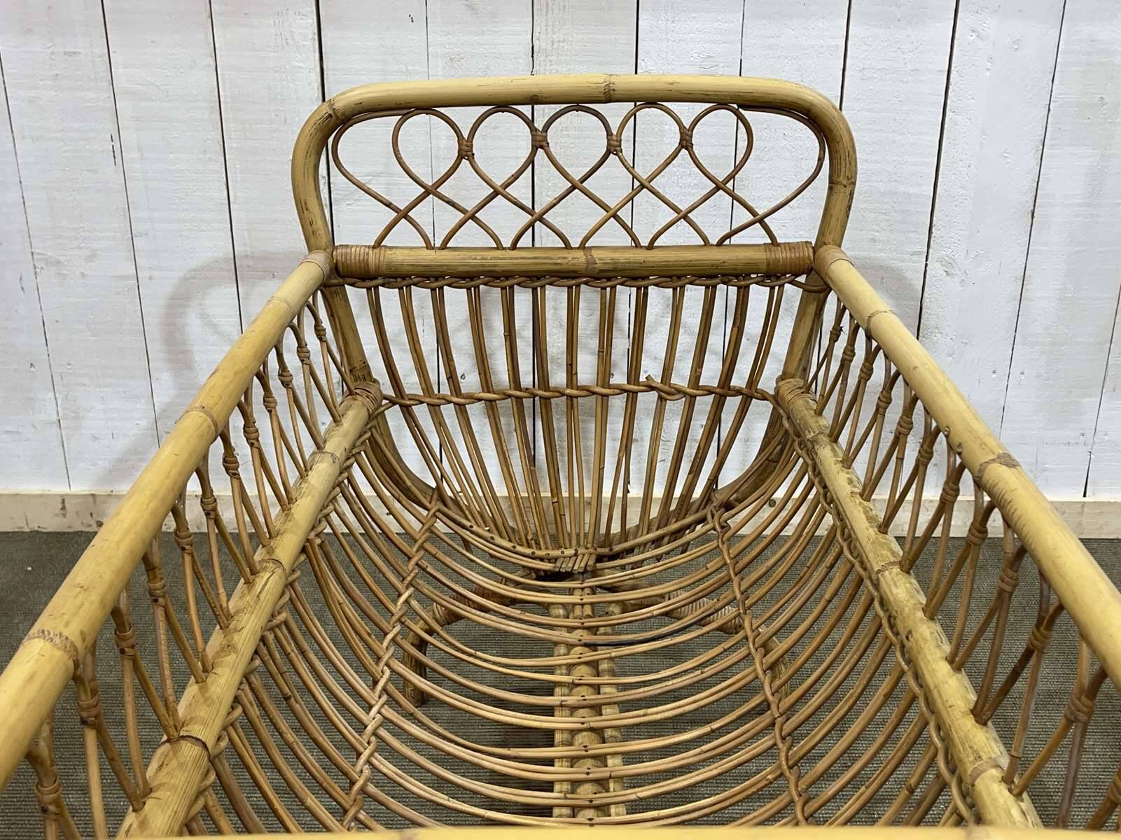 1960s rattan baby bed