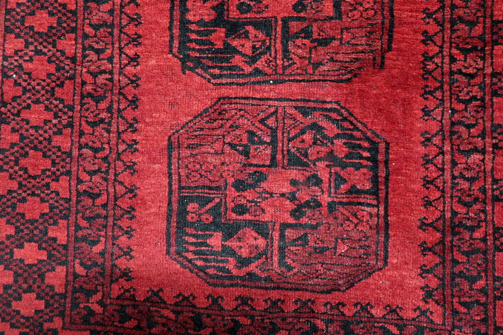 Antique Afghan Ersari handmade rug 118 cm x 196 cm 1920s