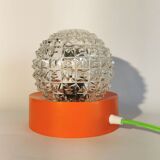 Living room lamp, bedside desk, vintage, transparent orange glass ball