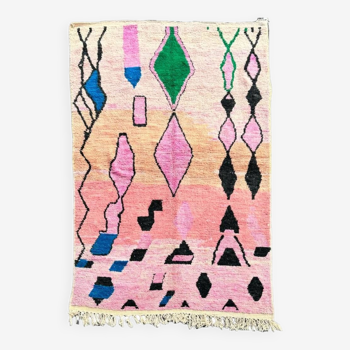 Large pink Boujad Moroccan Berber rug in wool, 195x320 cm