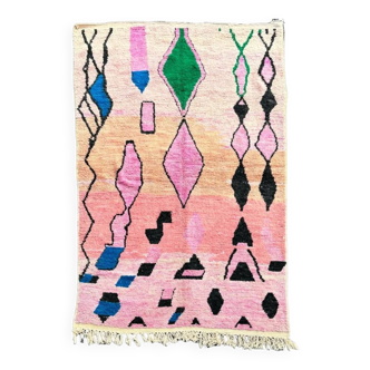 Large pink Boujad Moroccan Berber rug in wool, 195x320 cm