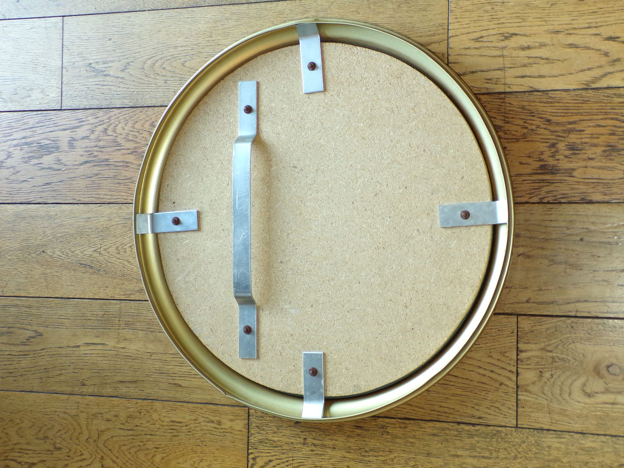 Vintage round mirror with gold metal frame 44 cm Ø