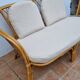 Vintage two-seater natural rattan sofa with cotton cushions, 140 cm