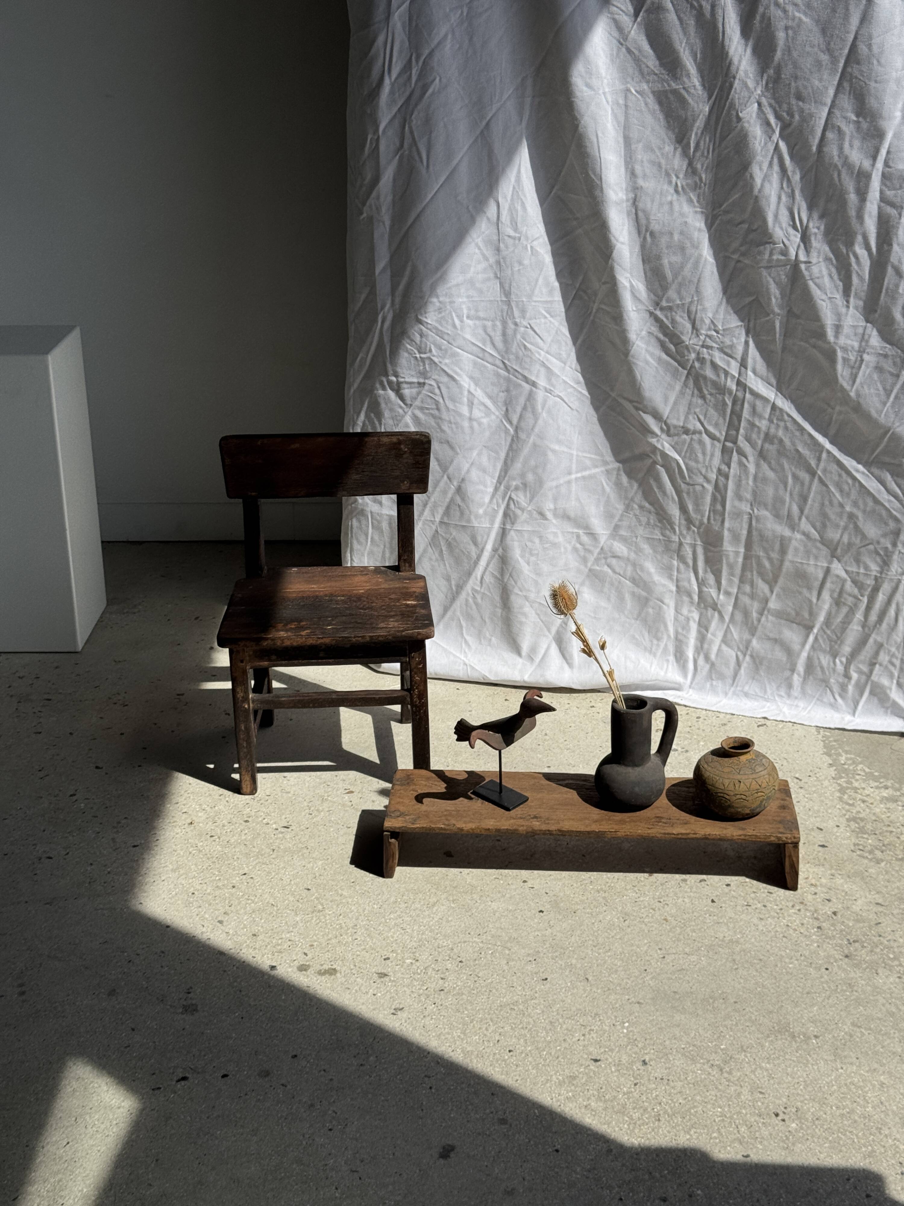 Petit banc en teck ancien bas indonésien ancien H10 L62 l14