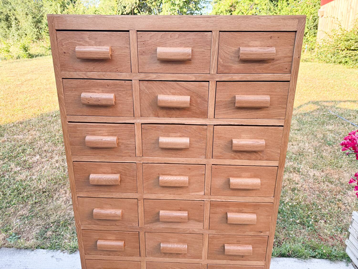 Oak craft cabinet, 24 drawers