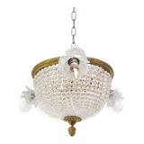 Ancien plafonnier bronze et 3 tulipes fleurs