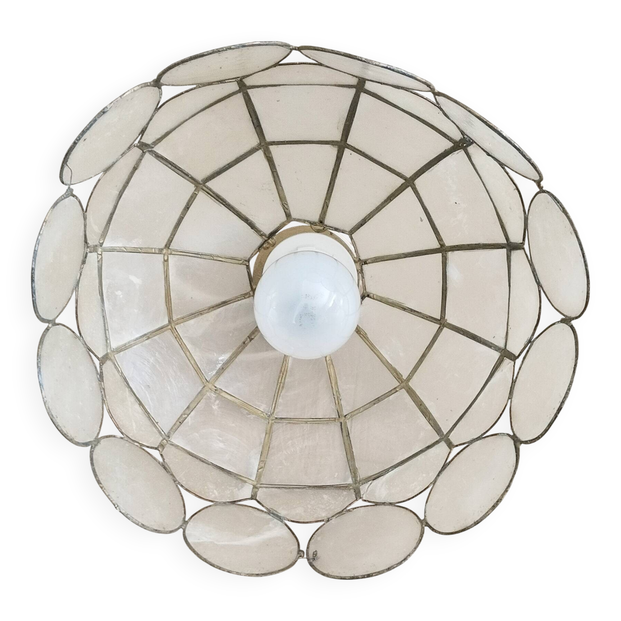 Mother-of-pearl and brass pendant light