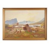 Peinture « The Riverside Camp », design scandinave, 19e siècle, de Vilhelm Oskar Engström