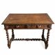 Louis XIII style desk in solid oak with twisted legs.