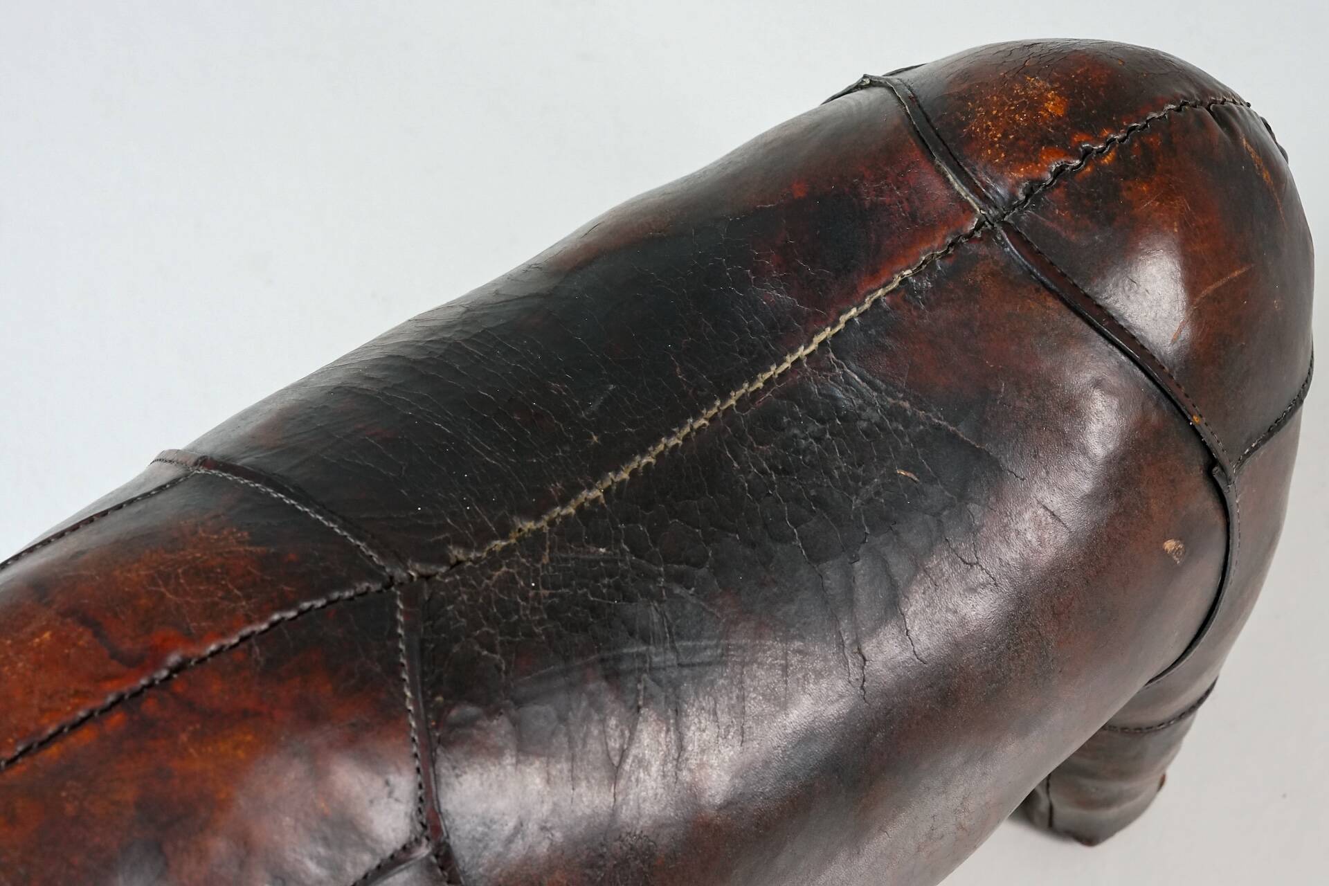 Rhinoceros Leather Footstool by Dimitri Omersa