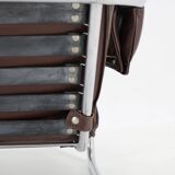 1950s Pair of Tubular Armchairs in Leather, Czechoslovakia
