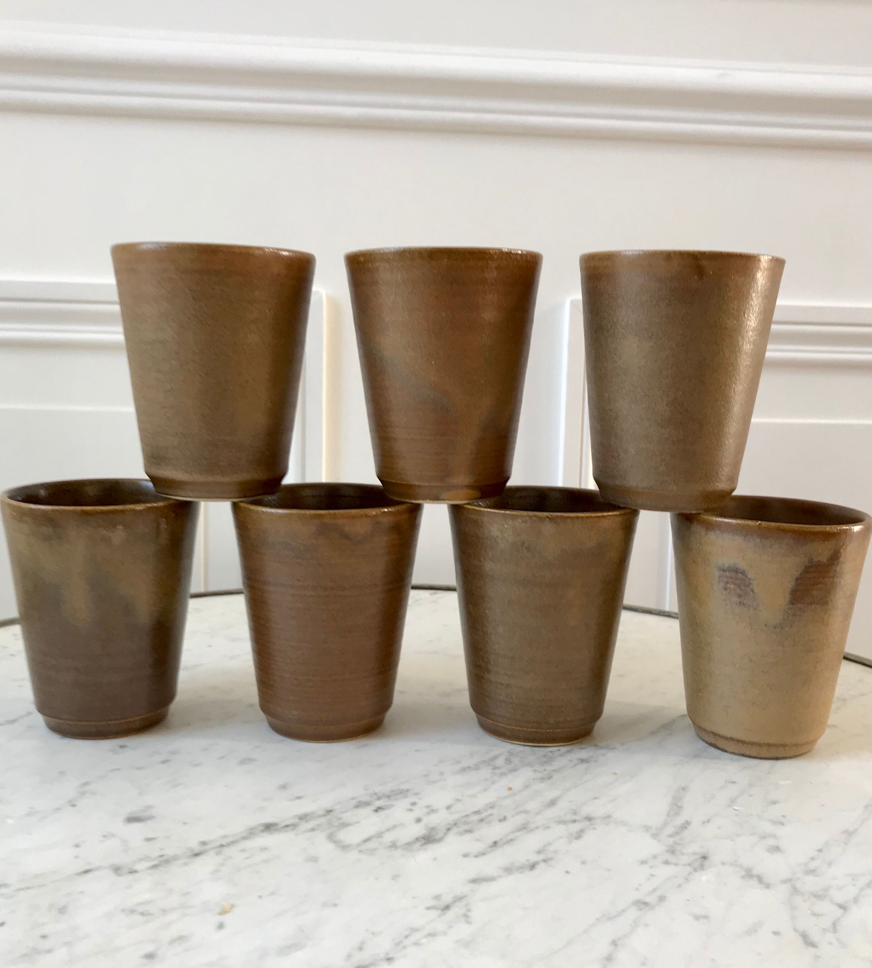 Lot de 7 verres en grès Digoin