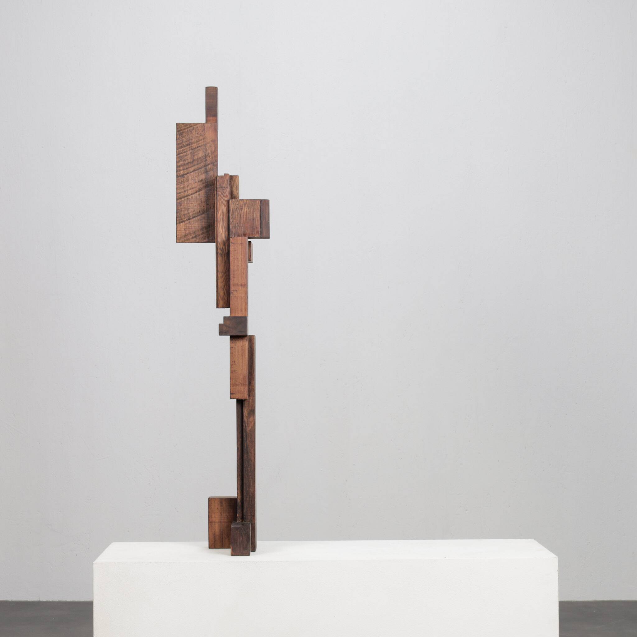 Abstract constructivist wooden sculpture, Netherlands, 1970s