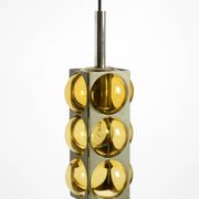 1960s Space Age pendant lamp by Temde made of glass and nickel-plated metal