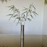 Minimalist "roll" soliflore vase in nickel-plated brass, 1970