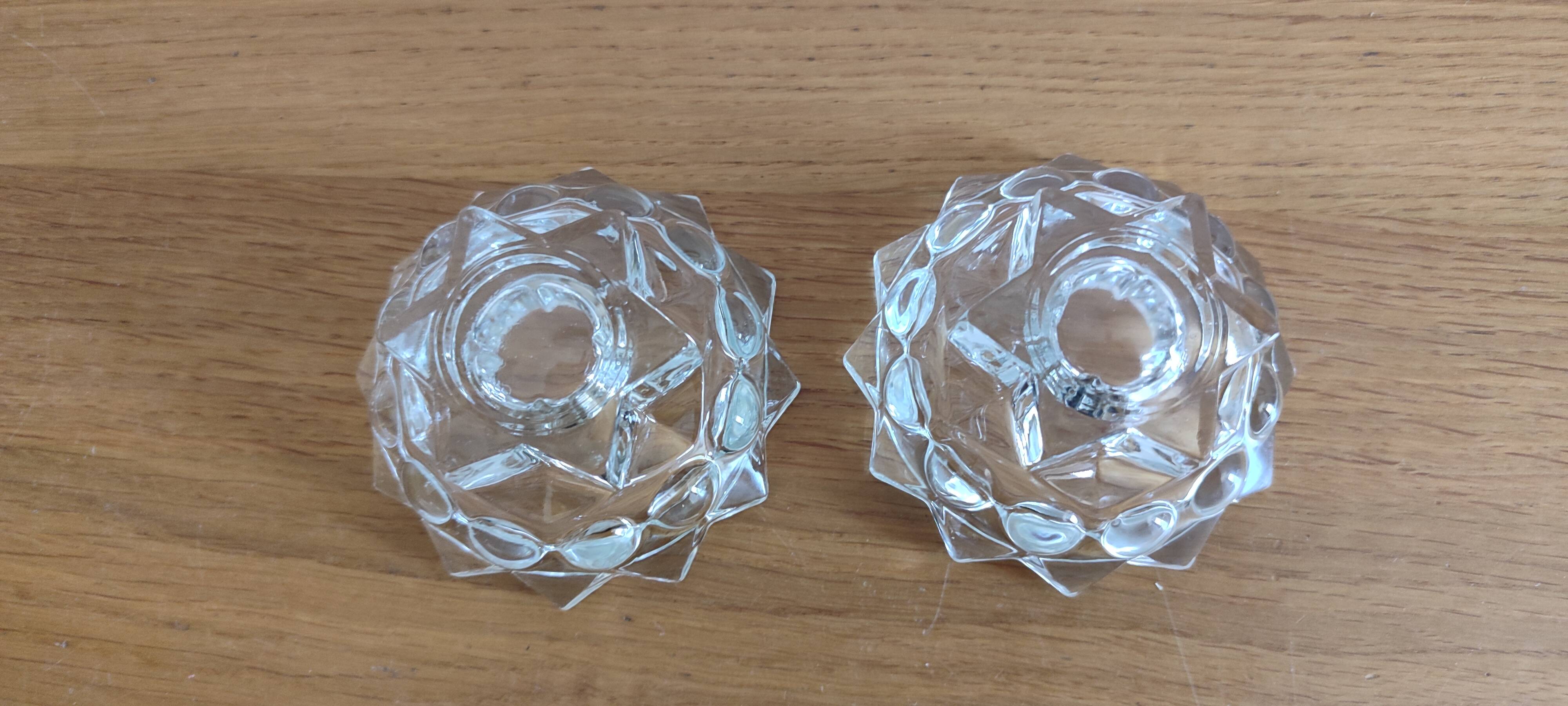 Lot of two crystal candle holders.