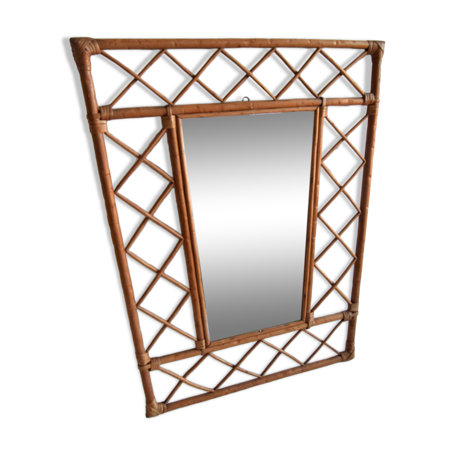 1970s Mid century Rattan wall mirror