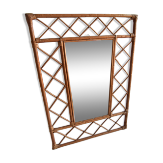 1970s Mid century Rattan wall mirror