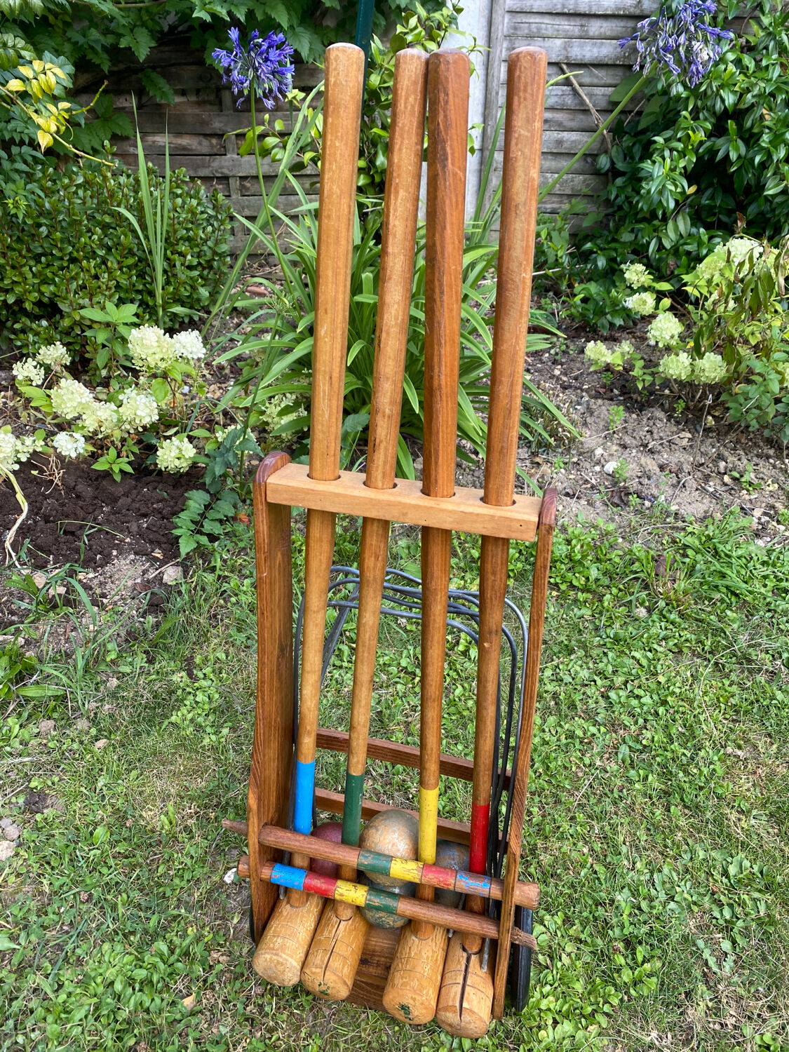 Old wooden croquet set