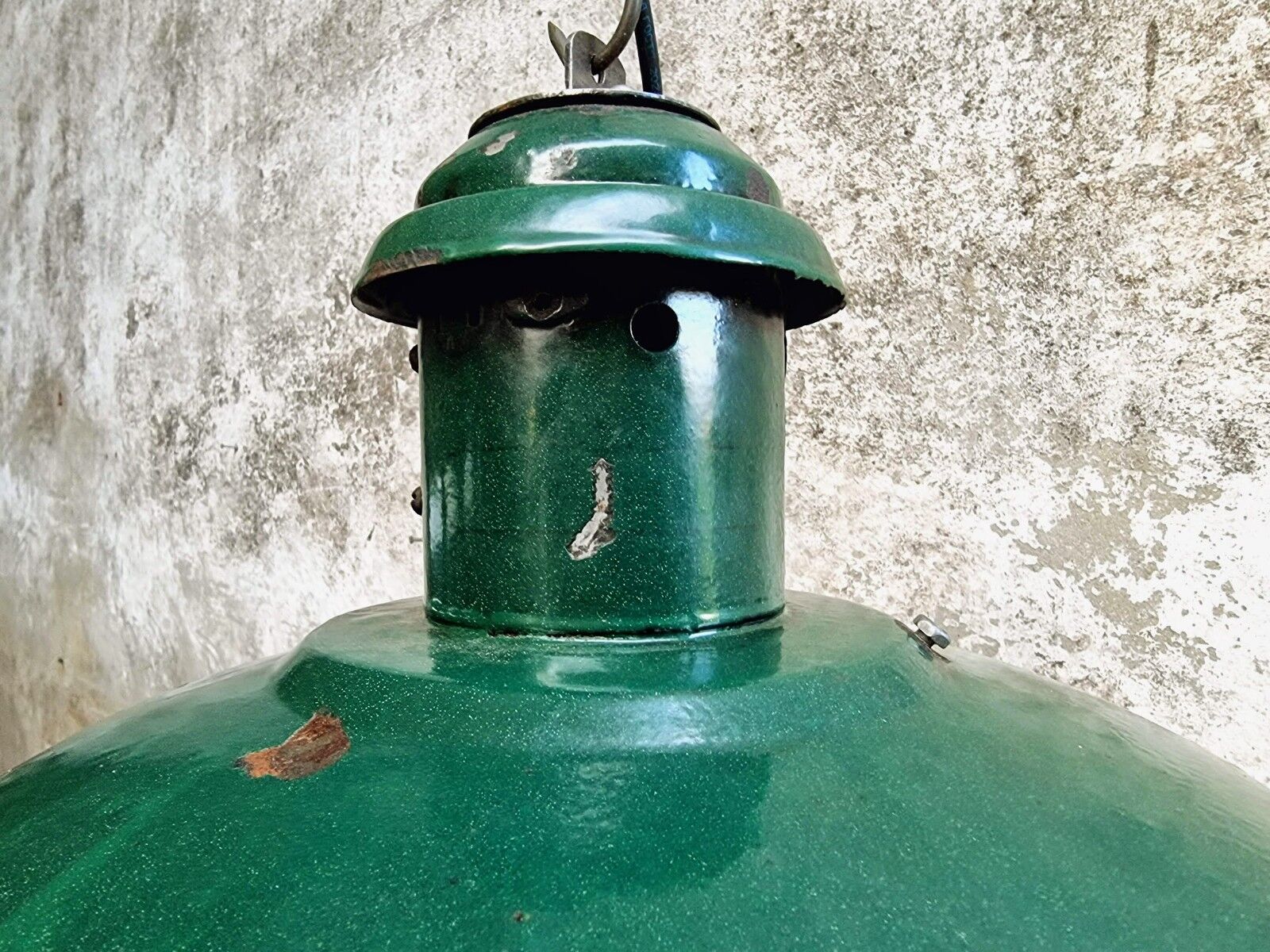 Vintage street lamp green enamel with glass