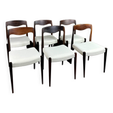 Scandinavian chairs (set of 6) in rosewood by Niels Otto Moller
