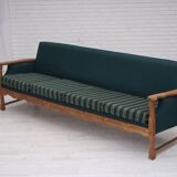 1970s, Danish 4-seater sofa, furniture wool, solid oak wood.