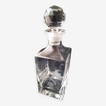 Crystal whiskey decanter Vine leaf decoration