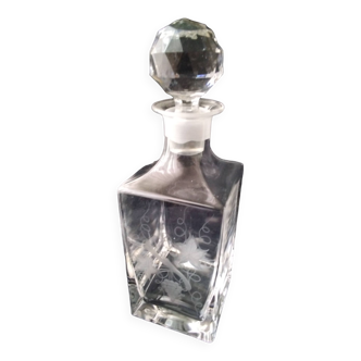 Crystal whiskey decanter Vine leaf decoration