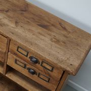 Vintage rustic German pine apothecary cabinet / shop counter, 1930s