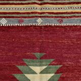 Wine Red & Green Turkish Kilim Rug, 156x224Cm