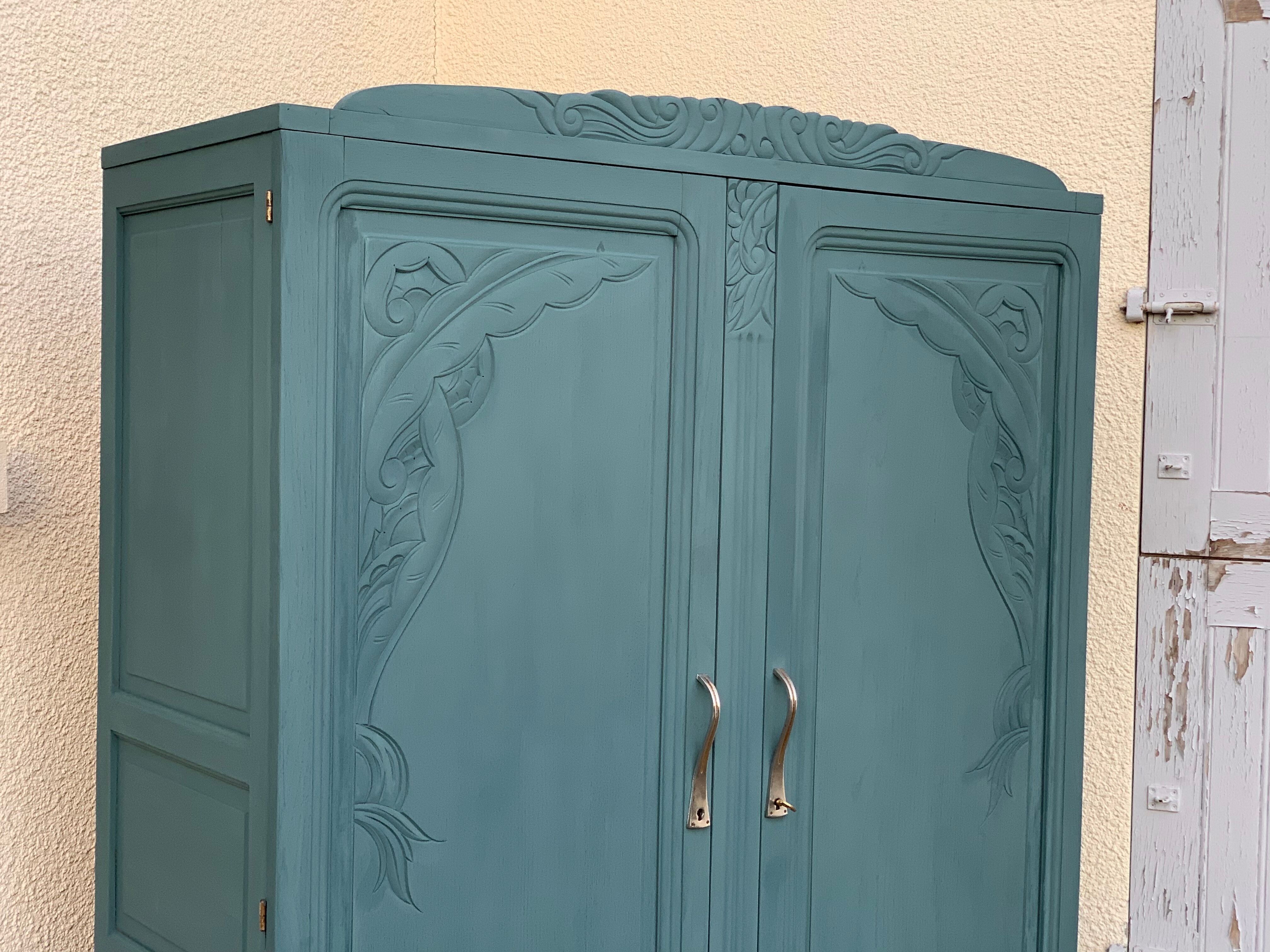 Parisian art deco wardrobe blue gray 1930