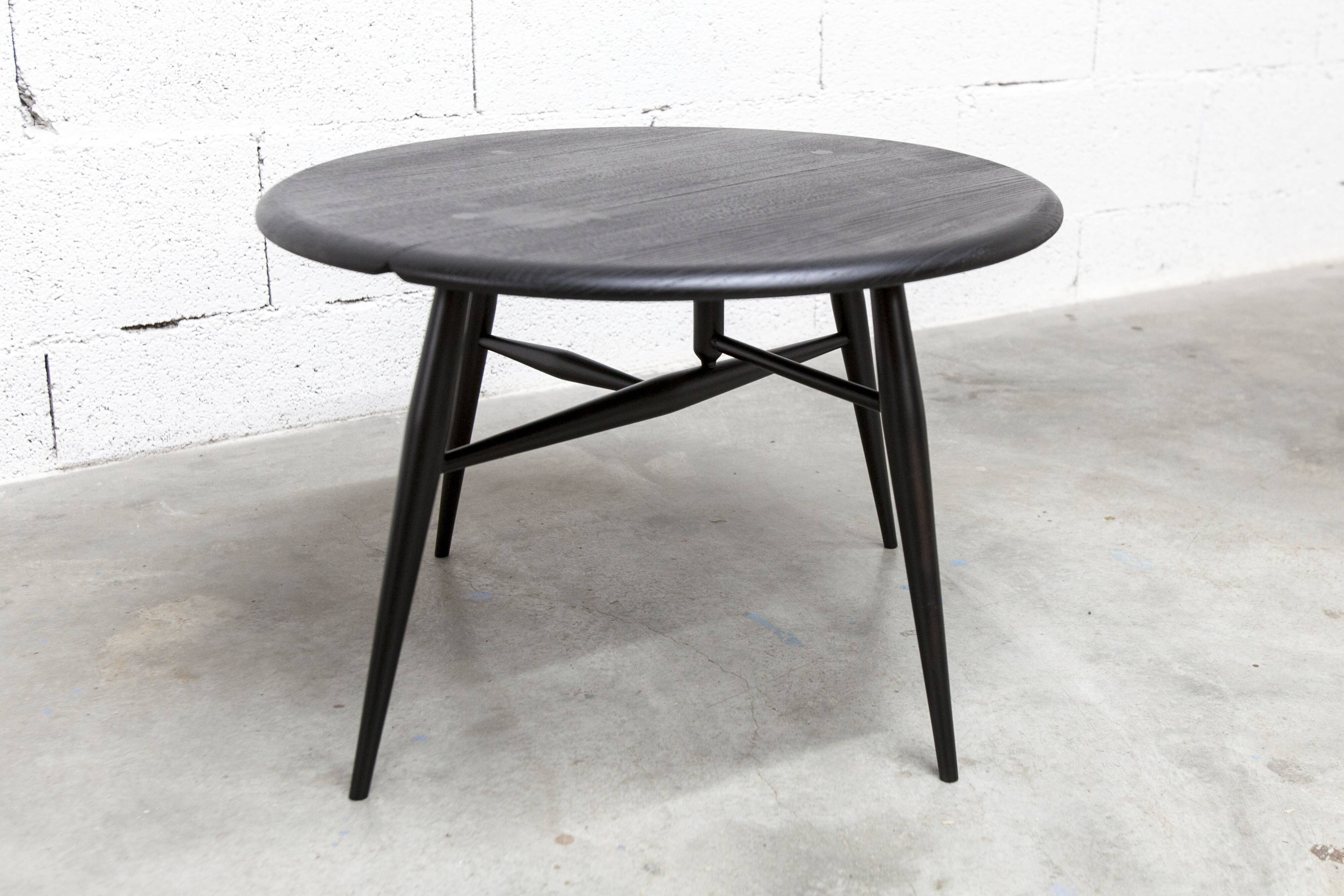 Ercol 1960 model 308 coffee table half-moon matte black