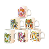 6 cups service, vintage mugs from the 70s, Staffordshire Kiln Craft