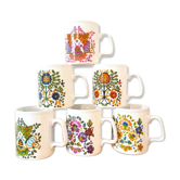 6 cups service, vintage mugs from the 70s, Staffordshire Kiln Craft