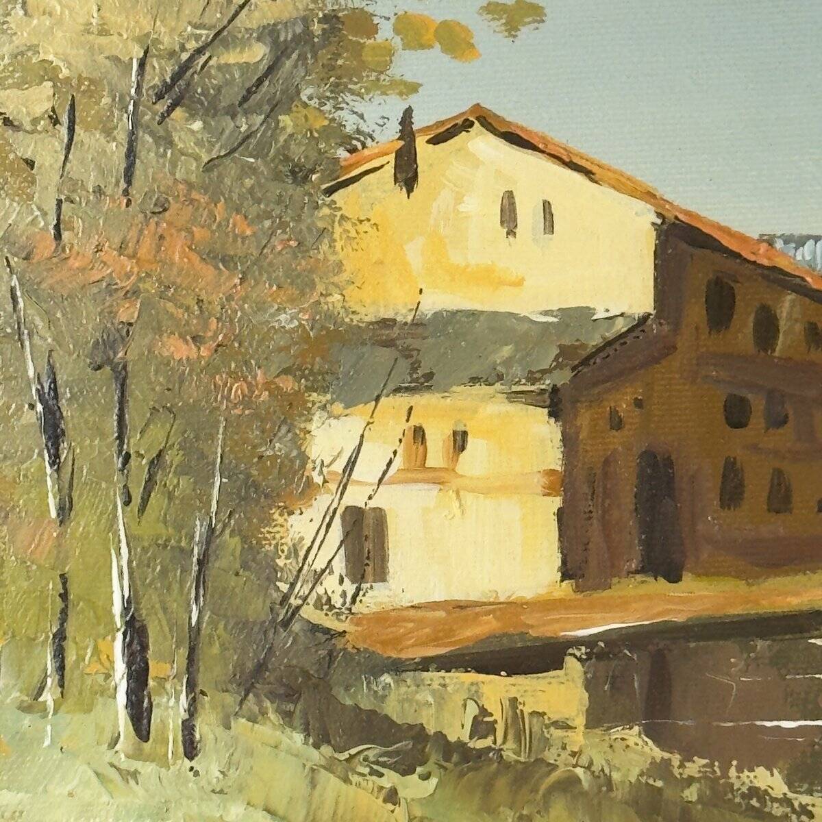 Original oil painting of a landscape, Italy 1960s, signed, framed.