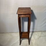 Vintage dark wood side table with curved base