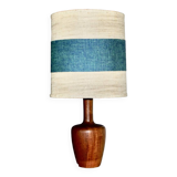 Vintage two-tone teak and linen desk lamp by fog et morup denmark 1960s