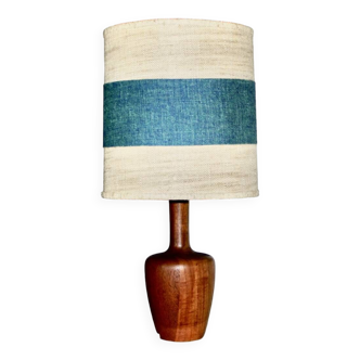 Vintage two-tone teak and linen desk lamp by fog et morup denmark 1960s