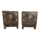 Pair of small accent tables or side tables, lacquered in black from Asia.