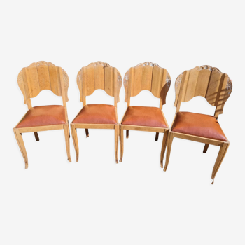 Ensemble de chaises en bois et skaï