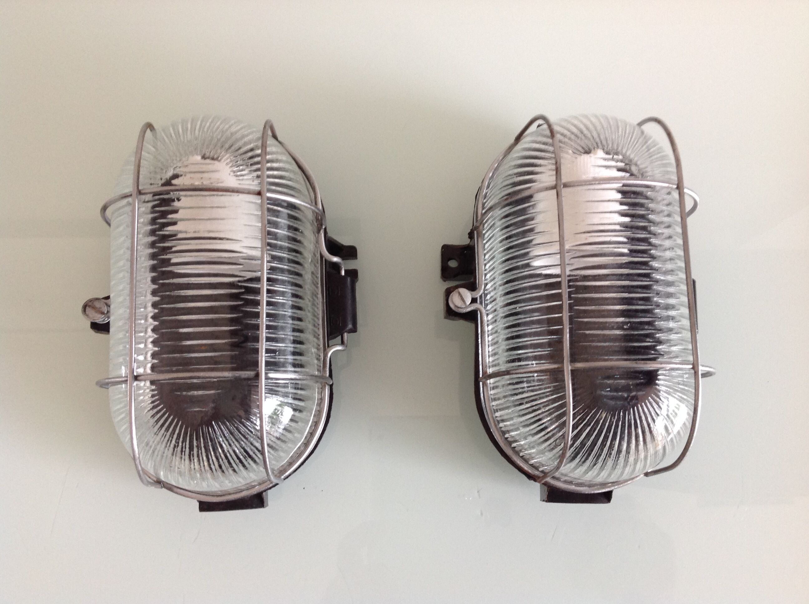 Pair of portholes industrial sconces 60/70