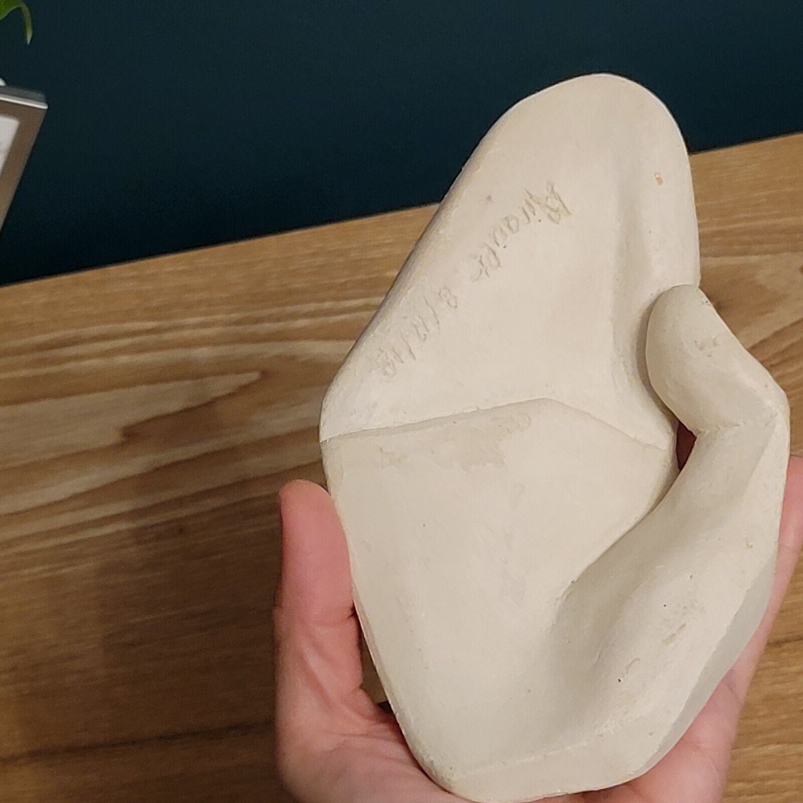 Empty hand pocket ceramic geometric sculpture brutalist signed