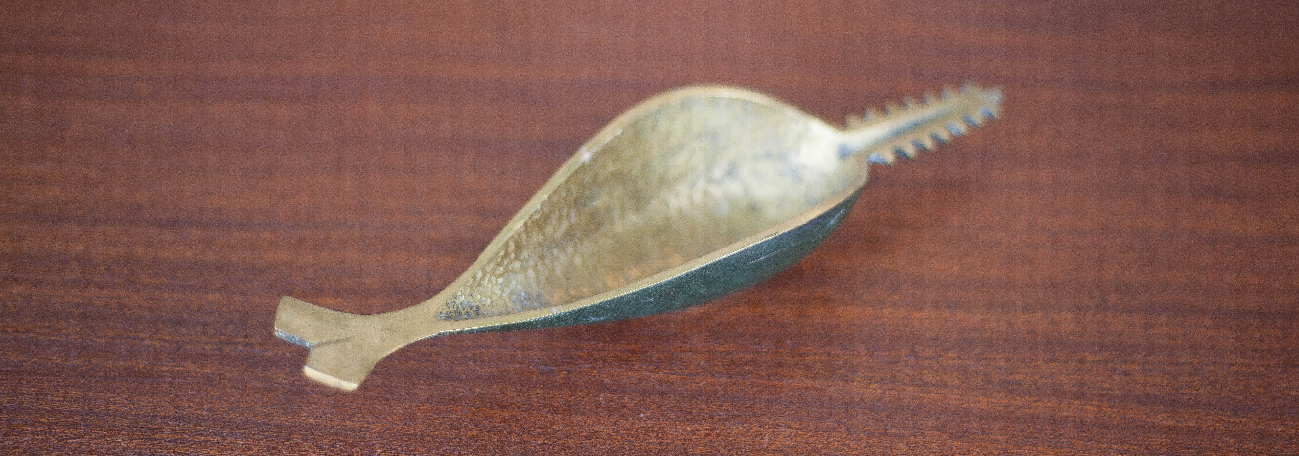 Brass ashtray, fish saw, modernist, decoration