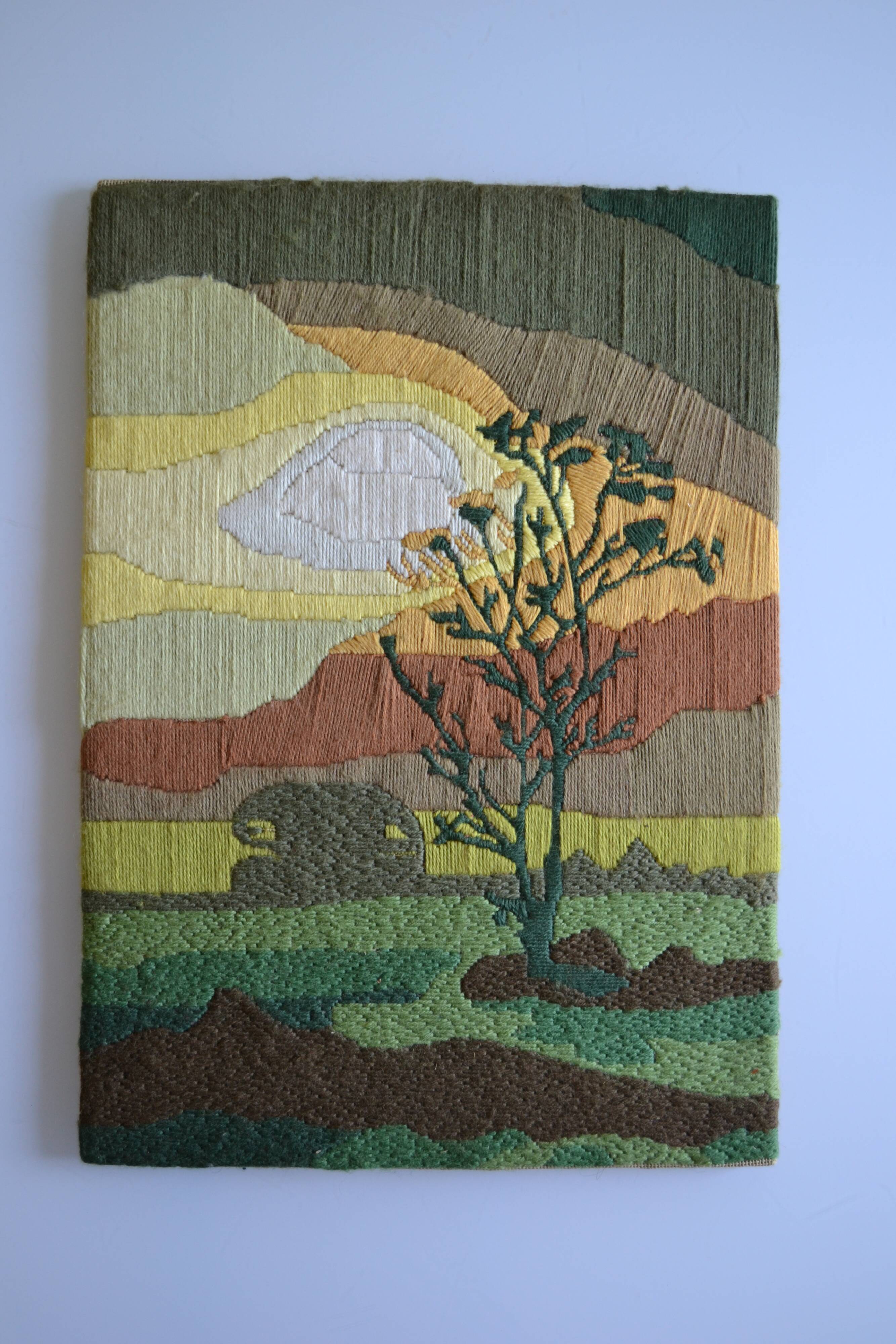 Tapisserie vintage 70's de Françoise Leroux 46x32 cm