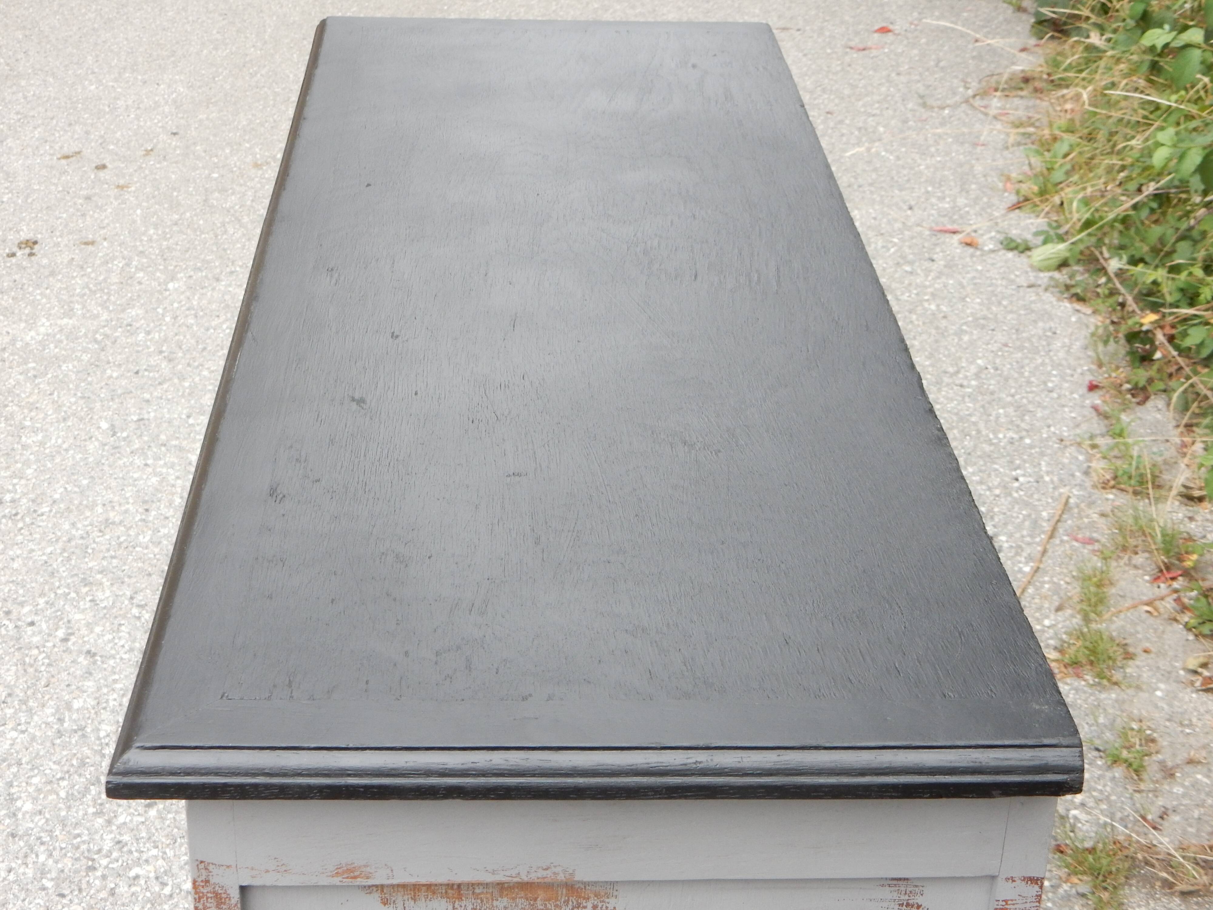 Superbe buffet parisien art déco gris patiné et noir